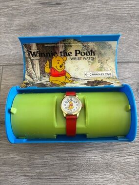 RARE Bradley Time Disney Winnie the Pooh Red Wrist Watch